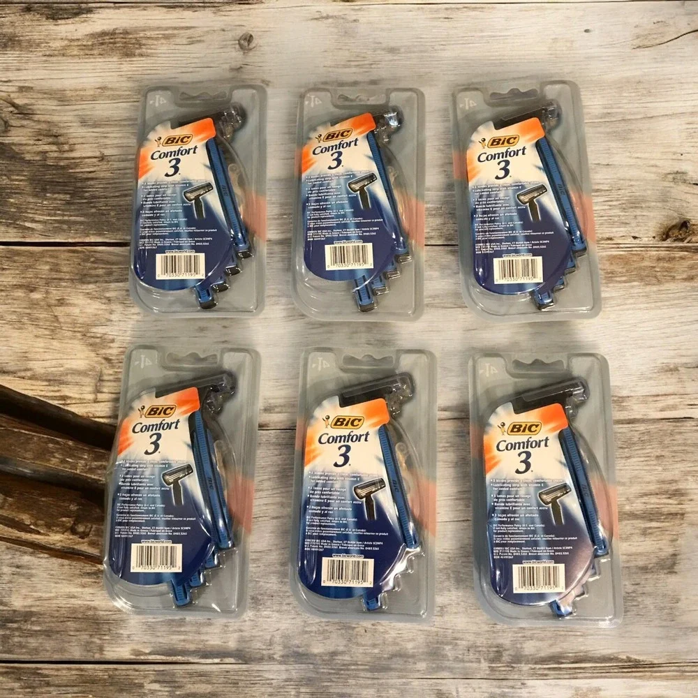 BIC Comfort 3 Razors Triple‎ Blade Razors for Men 4 Razors / Lot Of 6 Packages